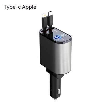 4-in-1 Retractable Fast Car Charger (USB-C & Lightning)